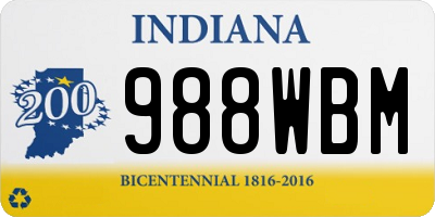 IN license plate 988WBM