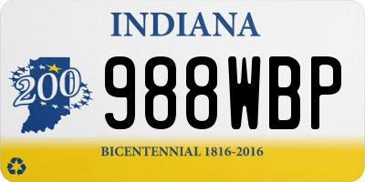 IN license plate 988WBP