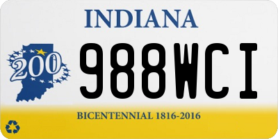 IN license plate 988WCI