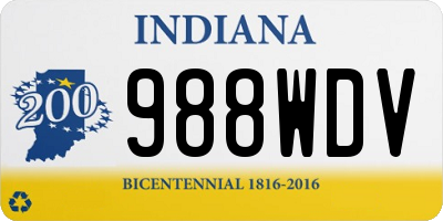 IN license plate 988WDV