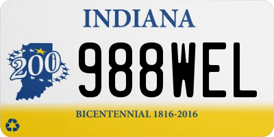 IN license plate 988WEL