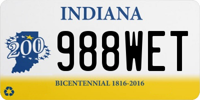 IN license plate 988WET