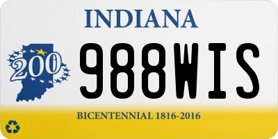 IN license plate 988WIS