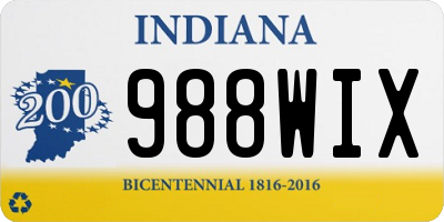 IN license plate 988WIX