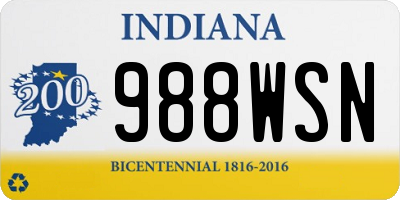 IN license plate 988WSN