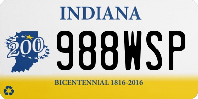 IN license plate 988WSP