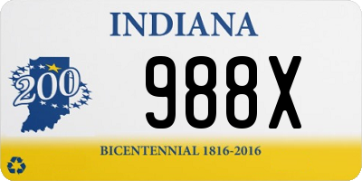 IN license plate 988X