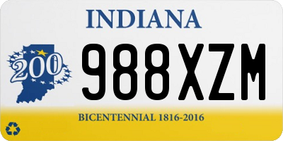 IN license plate 988XZM