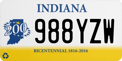 IN license plate 988YZW