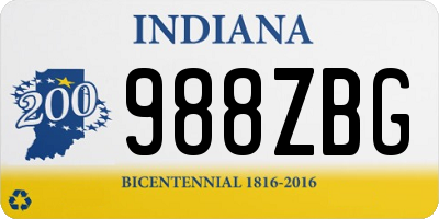 IN license plate 988ZBG