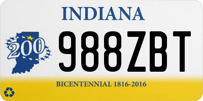 IN license plate 988ZBT