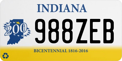 IN license plate 988ZEB