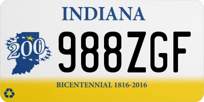 IN license plate 988ZGF