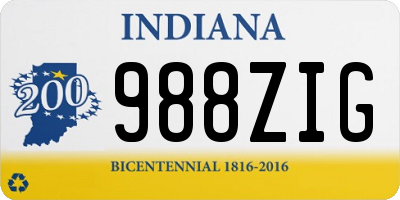 IN license plate 988ZIG