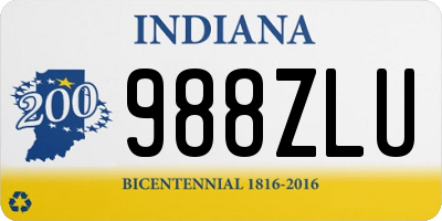 IN license plate 988ZLU