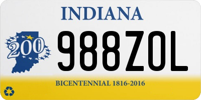 IN license plate 988ZOL