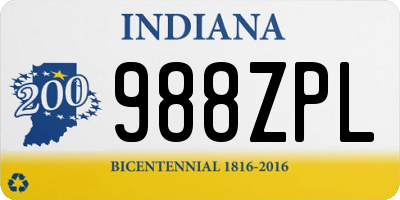 IN license plate 988ZPL