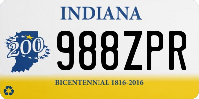 IN license plate 988ZPR