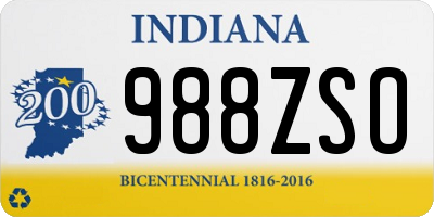 IN license plate 988ZSO