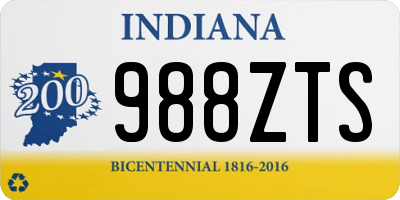 IN license plate 988ZTS