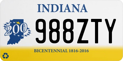 IN license plate 988ZTY