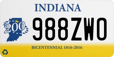 IN license plate 988ZWO