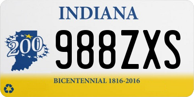 IN license plate 988ZXS