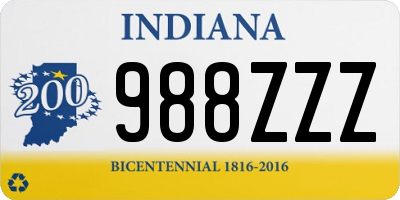 IN license plate 988ZZZ