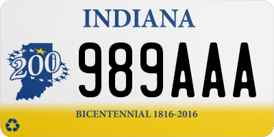 IN license plate 989AAA