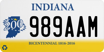 IN license plate 989AAM