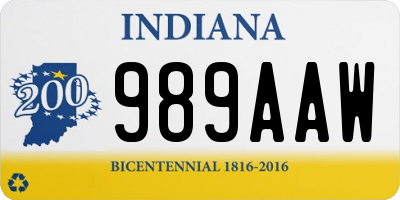 IN license plate 989AAW