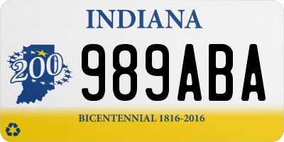 IN license plate 989ABA