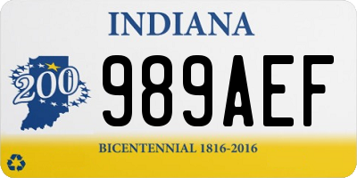 IN license plate 989AEF