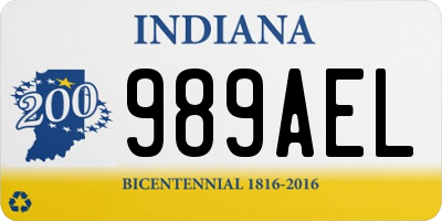 IN license plate 989AEL