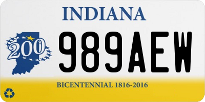 IN license plate 989AEW