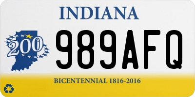 IN license plate 989AFQ