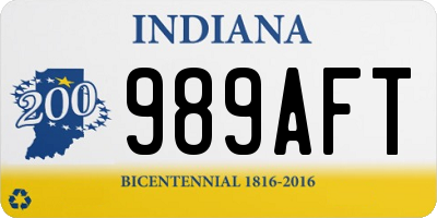 IN license plate 989AFT