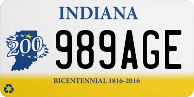 IN license plate 989AGE