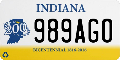 IN license plate 989AGO