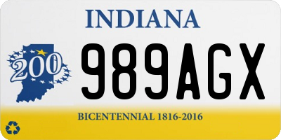 IN license plate 989AGX