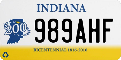 IN license plate 989AHF