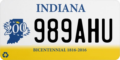 IN license plate 989AHU