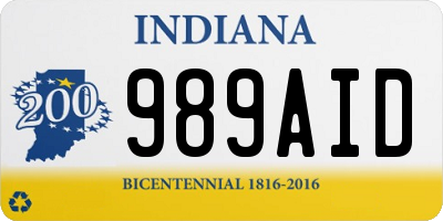 IN license plate 989AID