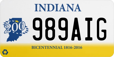 IN license plate 989AIG