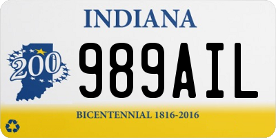IN license plate 989AIL