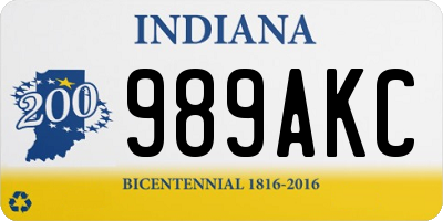 IN license plate 989AKC