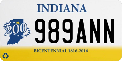 IN license plate 989ANN