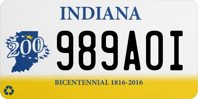 IN license plate 989AOI