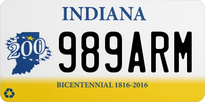 IN license plate 989ARM