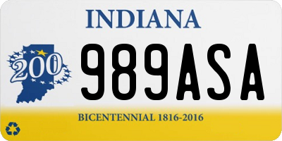 IN license plate 989ASA